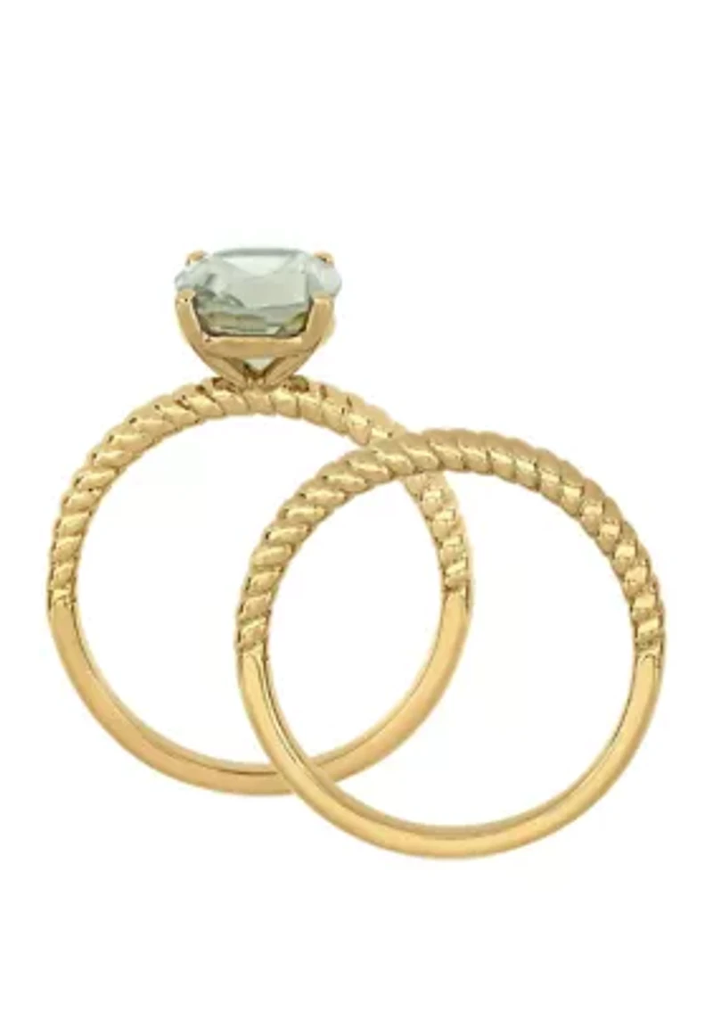 2 Piece 2.33 ct. t.w. Green Amethyst Twist Bridal Ring Set 14k Yellow Gold