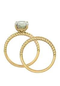 2 Piece 2.33 ct. t.w. Green Amethyst Twist Bridal Ring Set 14k Yellow Gold