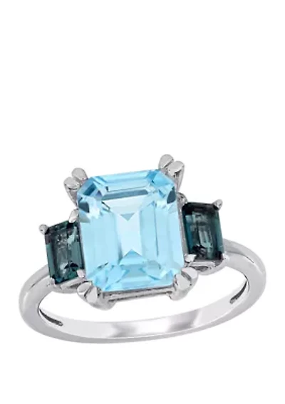 4.88 ct. t.w. Sky and London Blue Topaz 3 Stone Ring