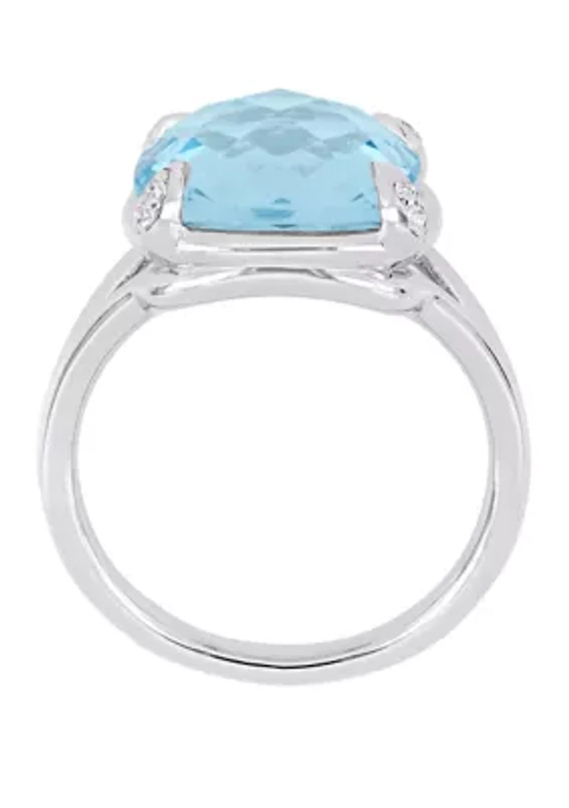 9 ct. t.w. Blue Topaz and White Split Shank Cocktail Ring Sterling Silver