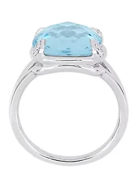 9 ct. t.w. Blue Topaz and White Split Shank Cocktail Ring Sterling Silver