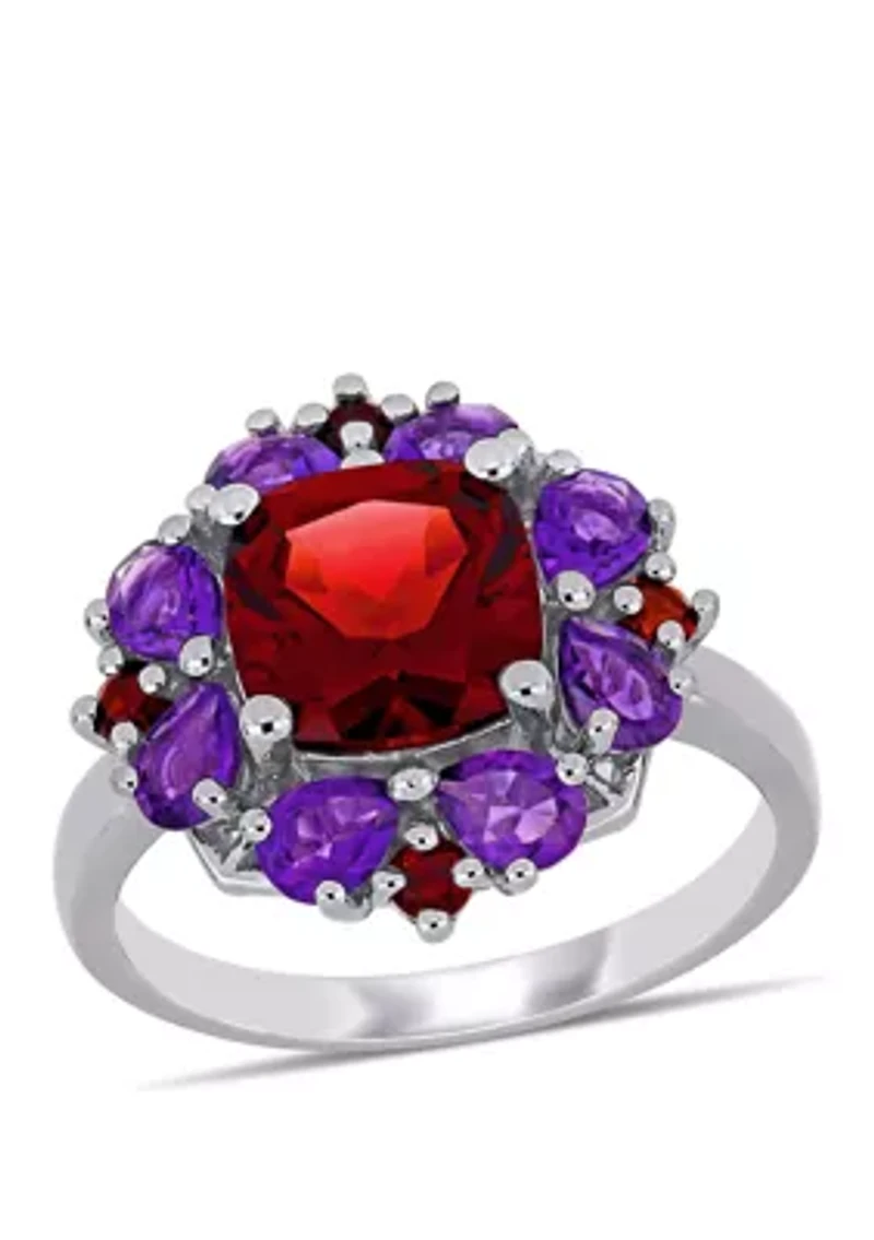 Multi Gemstone Ring Sterling Silver