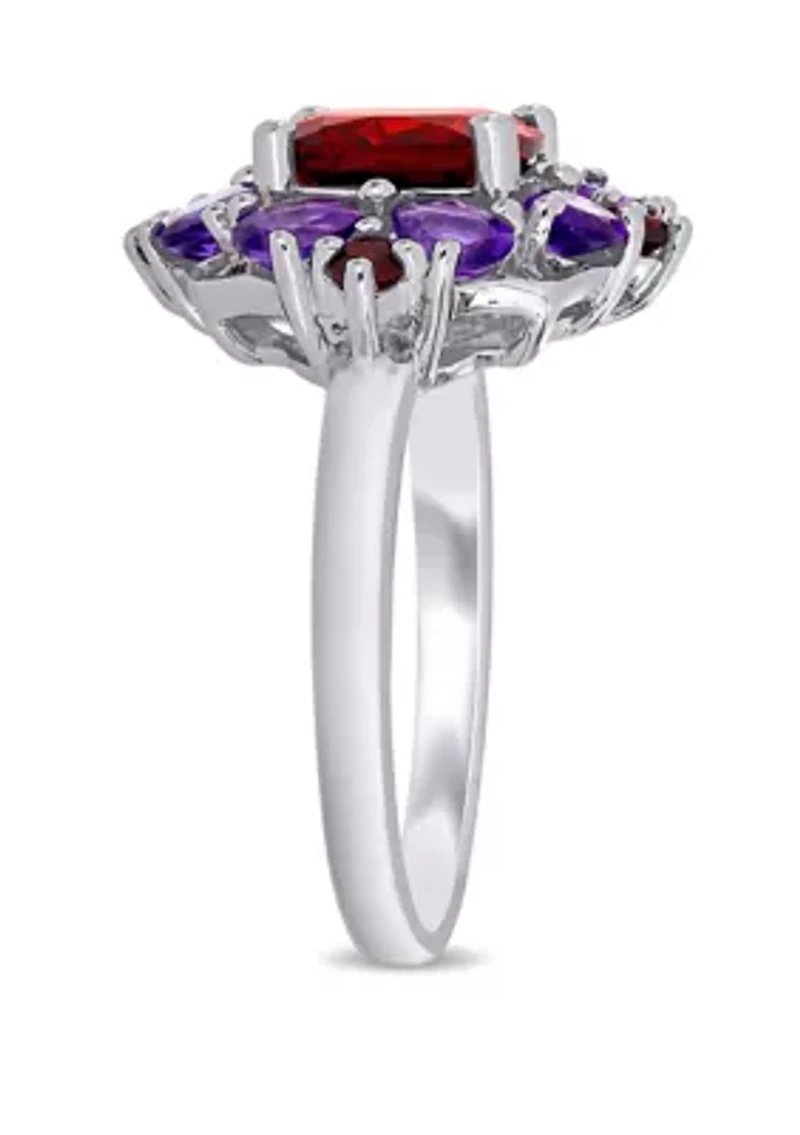 Multi Gemstone Ring Sterling Silver