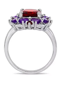 Multi Gemstone Ring Sterling Silver