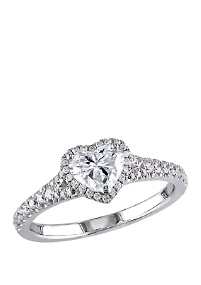 1 ct. t.w. Diamond Halo Heart Engagement Ring