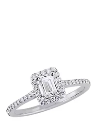3/4 ct. t.w. Diamond Emerald-Cut Halo Engagement Ring