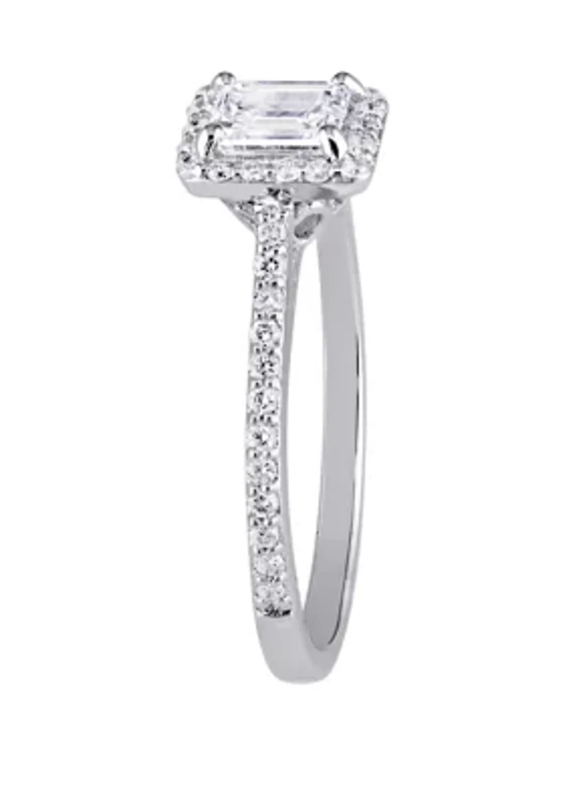 3/4 ct. t.w. Diamond Emerald-Cut Halo Engagement Ring