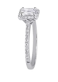 3/4 ct. t.w. Diamond Emerald-Cut Halo Engagement Ring