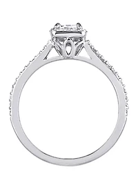 3/4 ct. t.w. Diamond Emerald-Cut Halo Engagement Ring