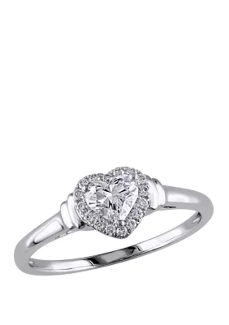 Diamond Halo Heart Engagement Ring