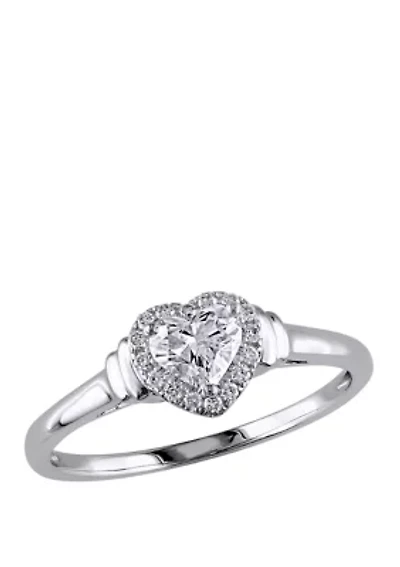 Diamond Halo Heart Engagement Ring