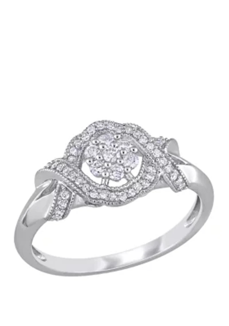 1/3 ct. t.w. Diamond Twist Floral Engagement Ring