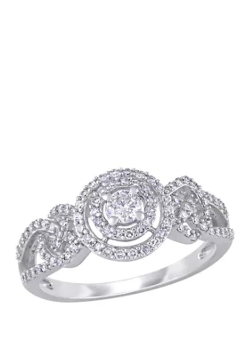 1/2 ct. t.w. Diamond Cluster Halo Engagement Ring