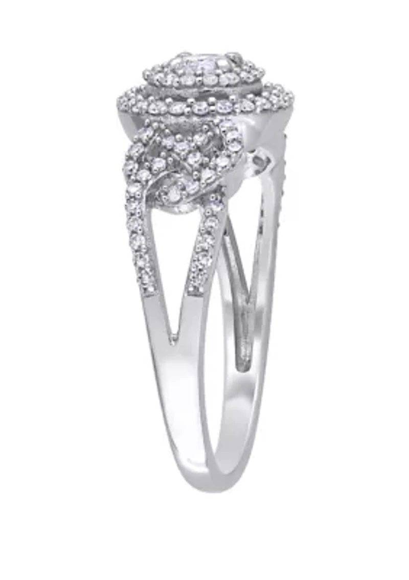 1/2 ct. t.w. Diamond Cluster Halo Engagement Ring