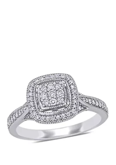 1/3 ct. t.w. Diamond Cluster Halo Engagement Ring