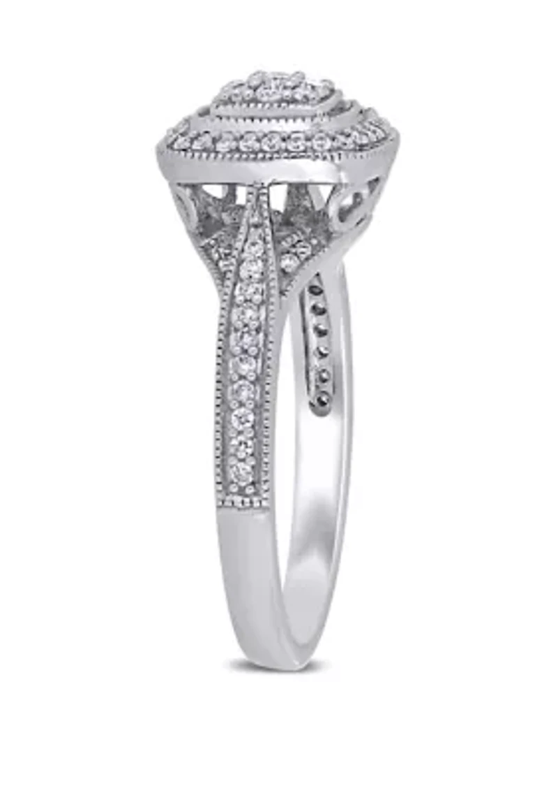 1/3 ct. t.w. Diamond Cluster Halo Engagement Ring