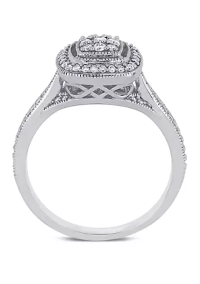 1/3 ct. t.w. Diamond Cluster Halo Engagement Ring
