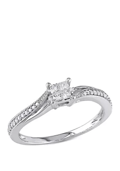 1/5 ct. t.w. Diamond Princess Cut Engagement Ring 10k White Gold