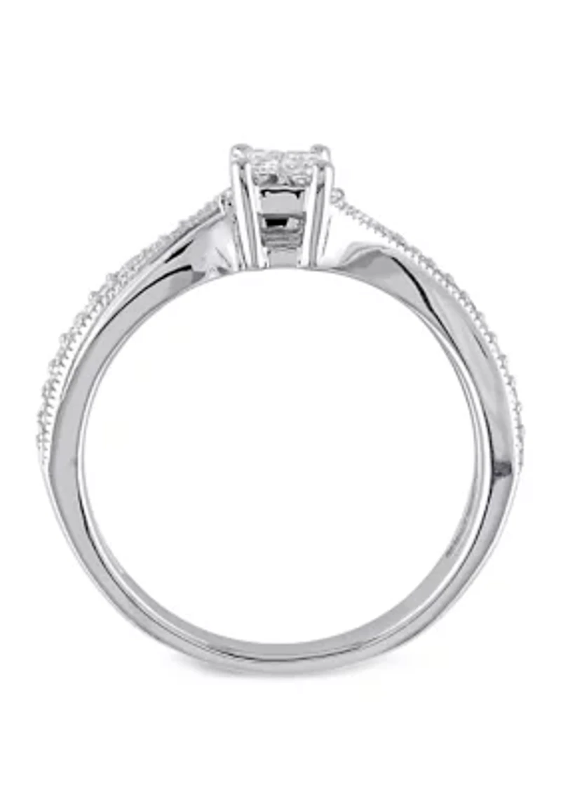 1/5 ct. t.w. Diamond Princess Cut Engagement Ring 10k White Gold