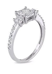 3/4 ct. t.w. Diamond Princess Cut Quad Engagement Ring 14k White Gold