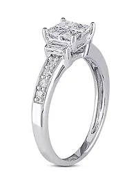 5/8 ct. t.w. Diamond Princess Cut Quad Engagement Ring 14k White Gold
