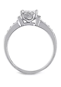 5/8 ct. t.w. Diamond Princess Cut Quad Engagement Ring 14k White Gold