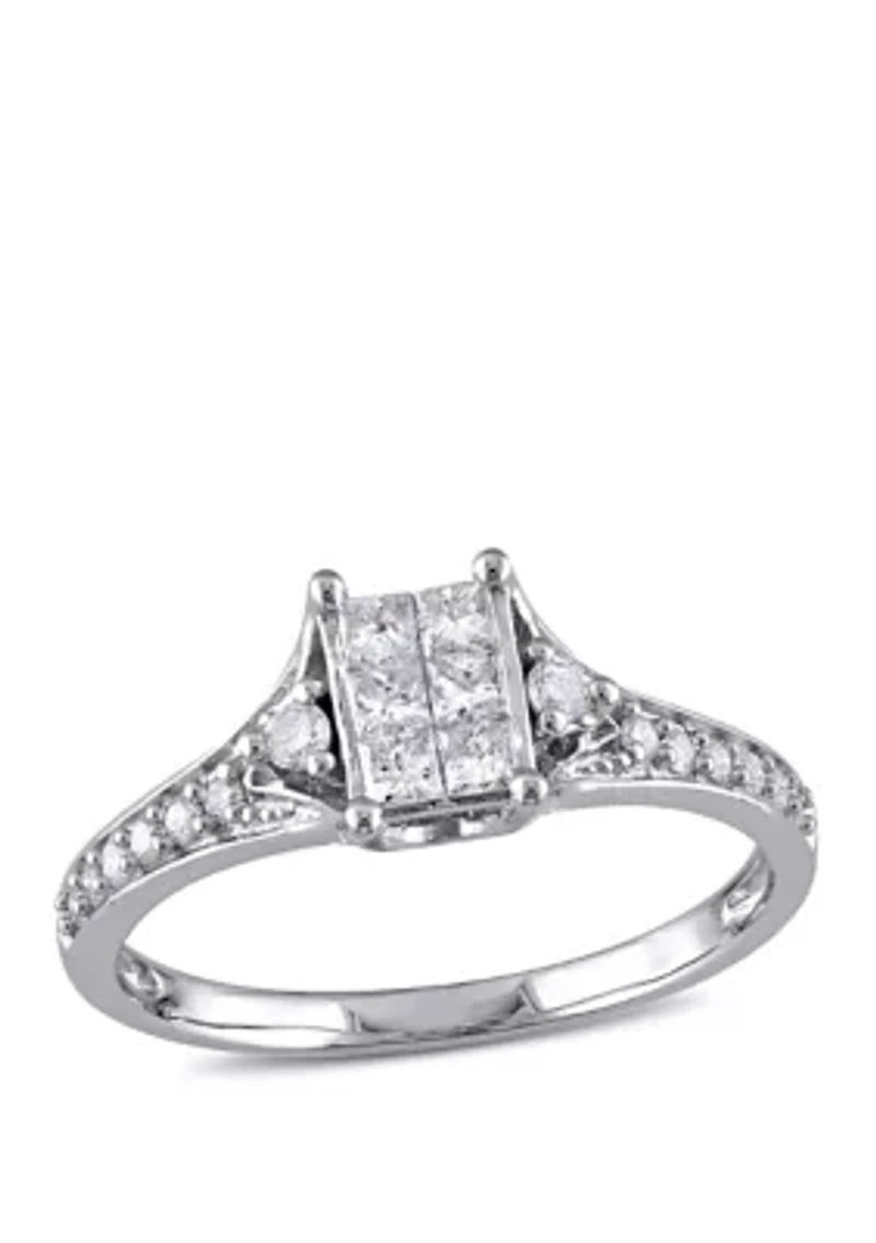 1/2 ct. t.w. Diamond Princess Cut Engagement Ring 10k White Gold