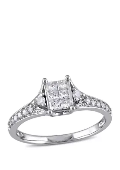 1/2 ct. t.w. Diamond Princess Cut Engagement Ring 10k White Gold