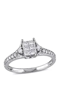 1/2 ct. t.w. Diamond Princess Cut Engagement Ring 10k White Gold