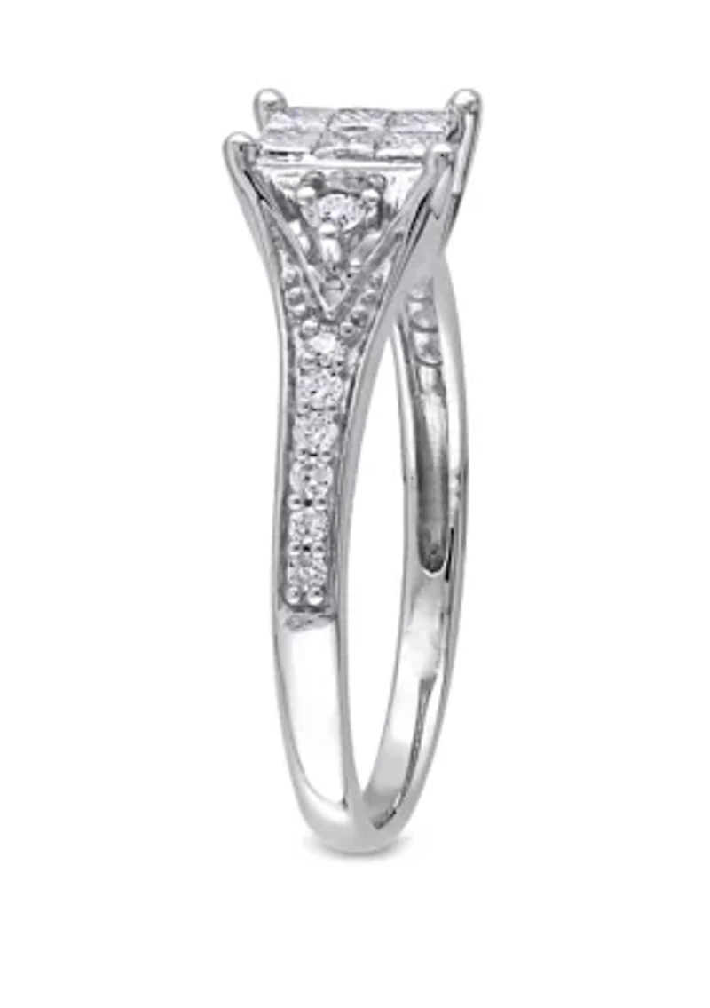 1/2 ct. t.w. Diamond Princess Cut Engagement Ring 10k White Gold