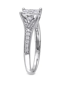 1/2 ct. t.w. Diamond Princess Cut Engagement Ring 10k White Gold