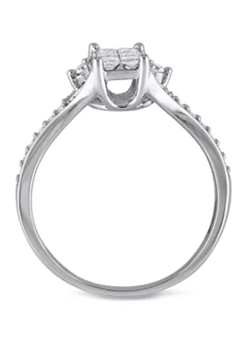1/2 ct. t.w. Diamond Princess Cut Engagement Ring 10k White Gold