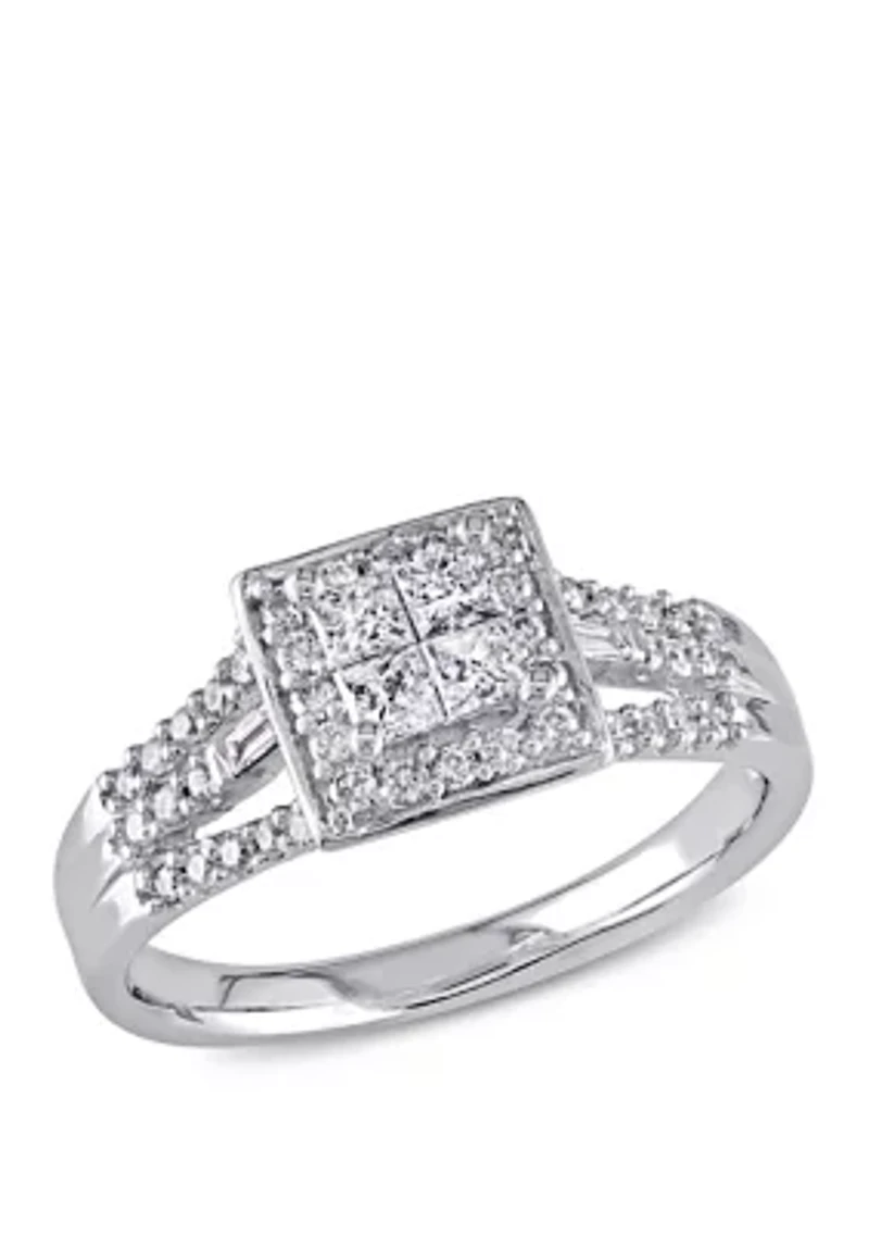 1/2 ct. t.w. Diamond Princess Cut Engagement Ring