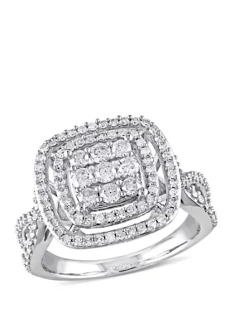 1 ct. t.w. Diamond Double Halo Engagement Ring 10k White Gold