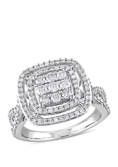 1 ct. t.w. Diamond Double Halo Engagement Ring 10k White Gold