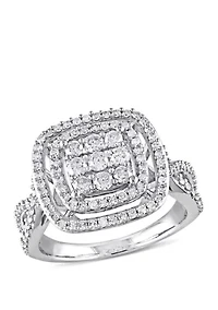 1 ct. t.w. Diamond Double Halo Engagement Ring 10k White Gold