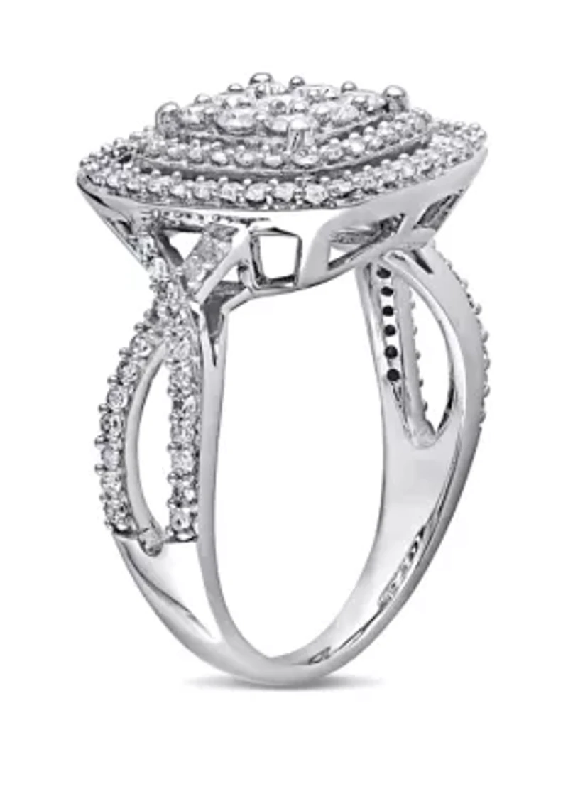 1 ct. t.w. Diamond Double Halo Engagement Ring 10k White Gold