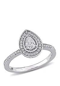 5/8 ct. t.w. Diamond Pear Cut Halo Engagement Ring 14k White Gold