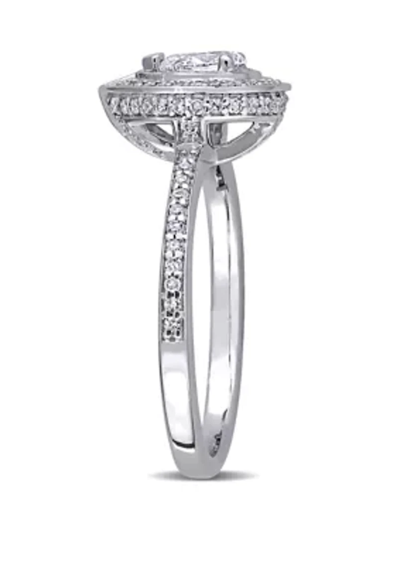 5/8 ct. t.w. Diamond Pear Cut Halo Engagement Ring 14k White Gold