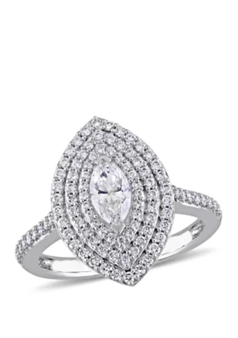 1 ct. t.w. Diamond Marquise Triple Halo Engagement Ring 14k White Gold