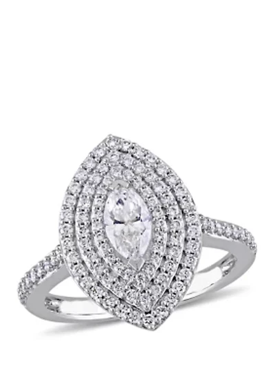 1 ct. t.w. Diamond Marquise Triple Halo Engagement Ring 14k White Gold