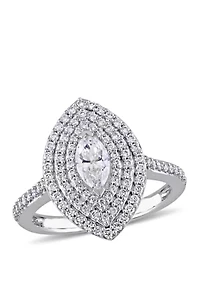 1 ct. t.w. Diamond Marquise Triple Halo Engagement Ring 14k White Gold