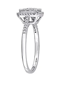 1/2 ct. t.w. Diamond Composite Square Shape Halo Engagement Ring 10k White Gold