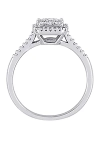 1/2 ct. t.w. Diamond Composite Square Shape Halo Engagement Ring 10k White Gold