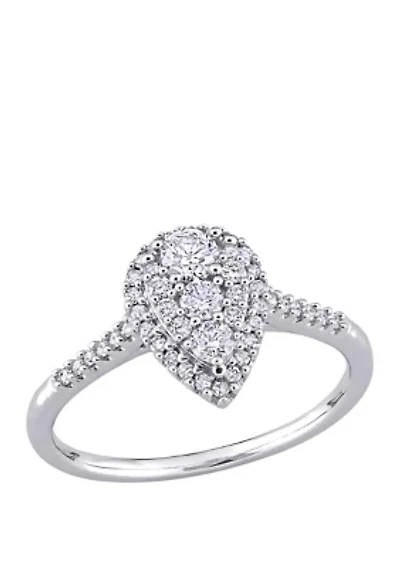 1/2 ct. t.w. Diamond Composite Pear Shape Halo Engagement Ring 10k White Gold