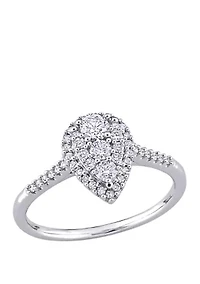 1/2 ct. t.w. Diamond Composite Pear Shape Halo Engagement Ring 10k White Gold