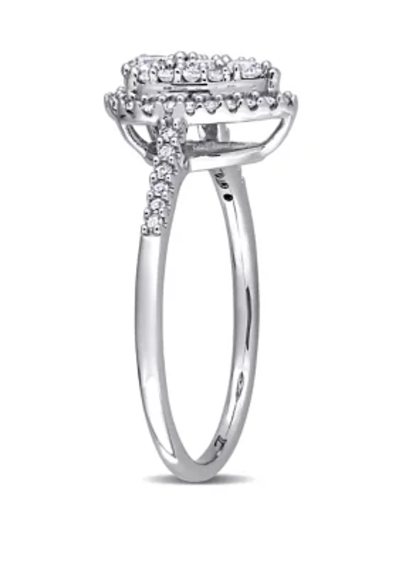 1/2 ct. t.w. Diamond Composite Pear Shape Halo Engagement Ring 10k White Gold