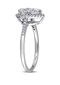 1/2 ct. t.w. Diamond Composite Pear Shape Halo Engagement Ring 10k White Gold