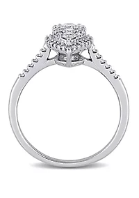 1/2 ct. t.w. Diamond Composite Pear Shape Halo Engagement Ring 10k White Gold