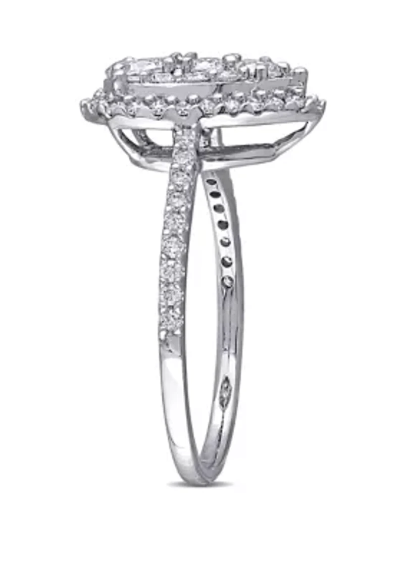 1 ct. t.w. Diamond Composite Pear Shape Halo Engagement Ring 10k White Gold